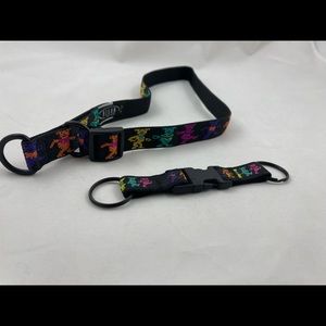 Grateful Dead Dancing Bear slip dog collar (16 x 28), quick release keychain
